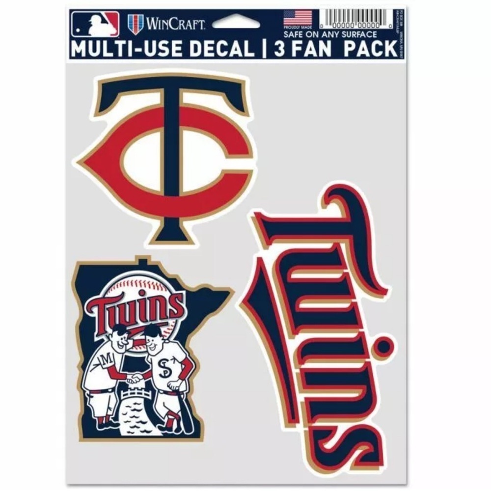 MINNESOTA TWINS 3 PIECE MULTI-USE DECAL FAN PACK MLB LICENSED